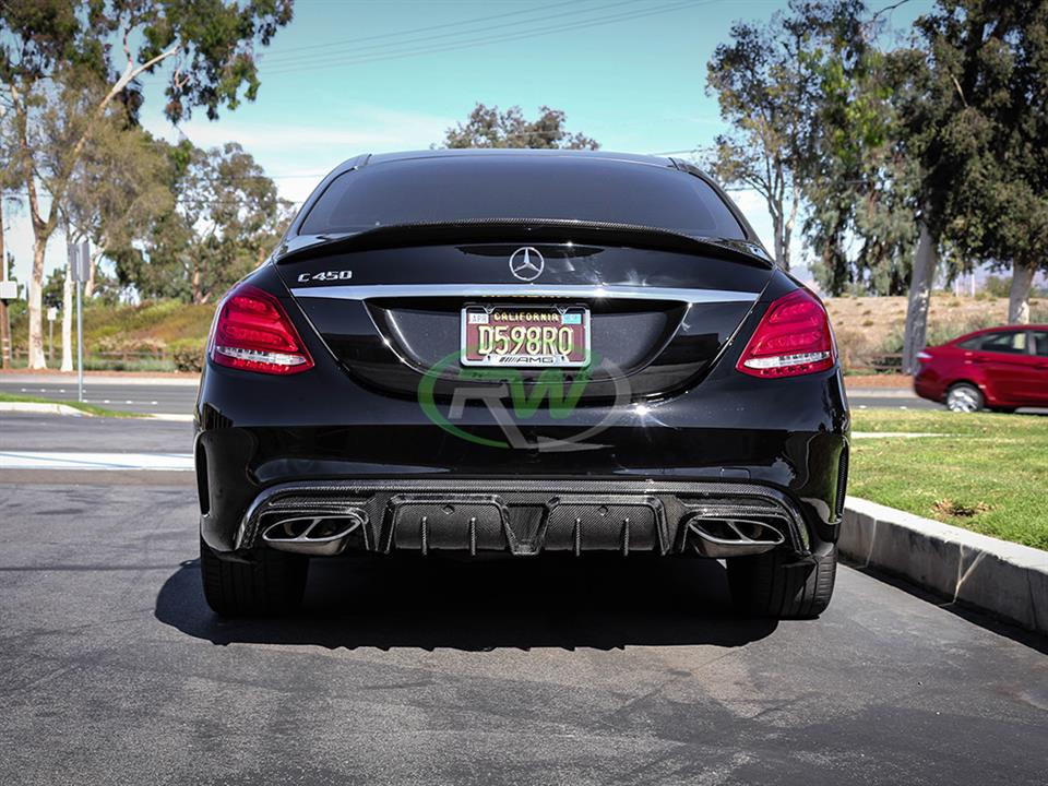 Mercedes W205 C43 C63 C63S AMG Brabus Style Carbon Fiber Rear Diffuser